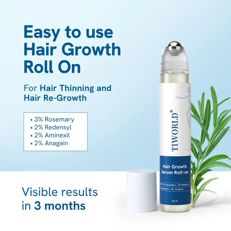 Hair Growth Roll-On Serum – Rosemary 3% | Aminexil 2% | Redensyl 3% | Anagain 2% | Fuller Hair in 4 Weeks